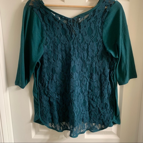 Lane Bryant green lace-back top, size 14/16 - Picture 3 of 4